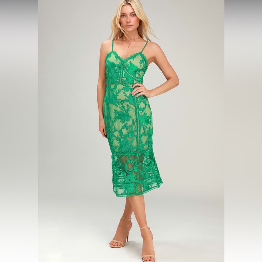 Lulu Deeply Cherish Green Lace Dress sz XS